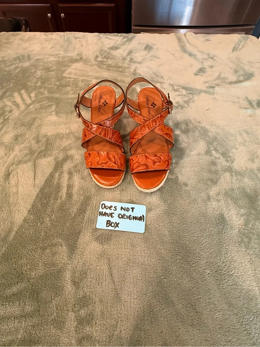 Patricia Nash Tooled Leather Wedge Espadrille Sandals Women’s US 7.5